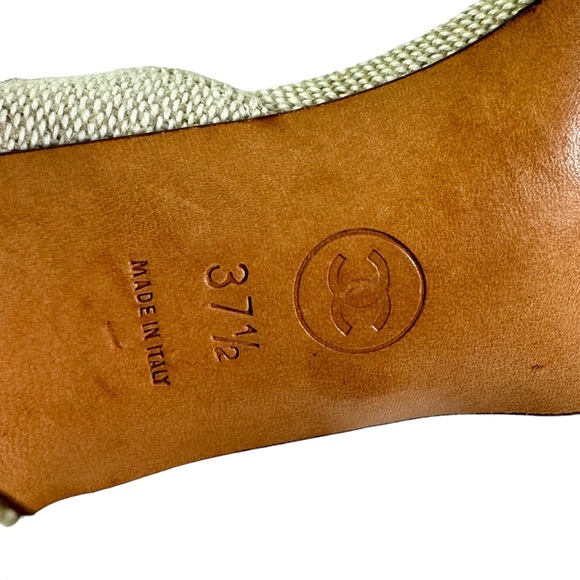 CHANEL Beige Fabric Slingback Strappy Sandals Made in Italy Marked as 37.5-7.5US - Picture 12 of 12